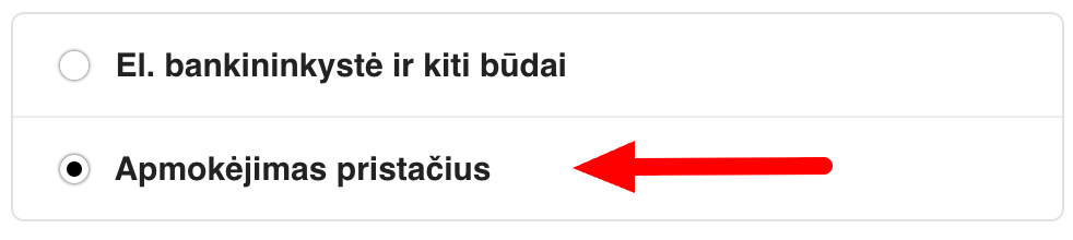 Mokėjimo pasirinkimai