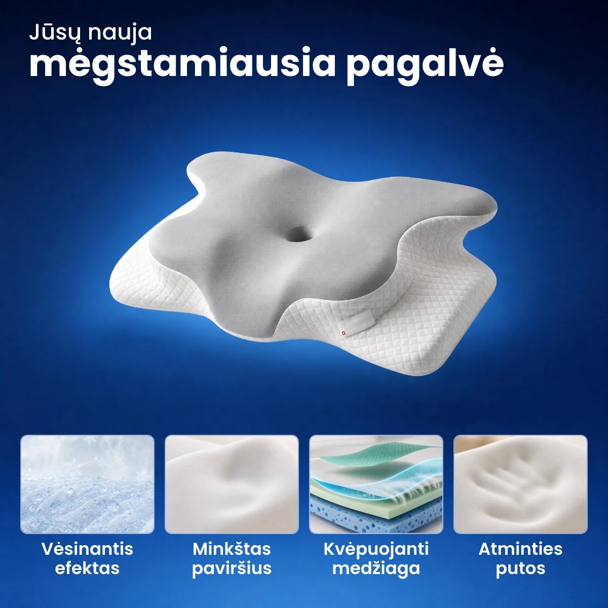 Ergonominės pagalvės medžiagos