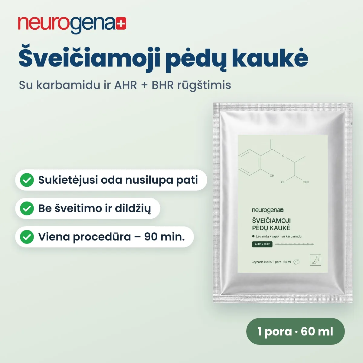 Neurogena šveičiamoji pėdų kaukė su karbamidu