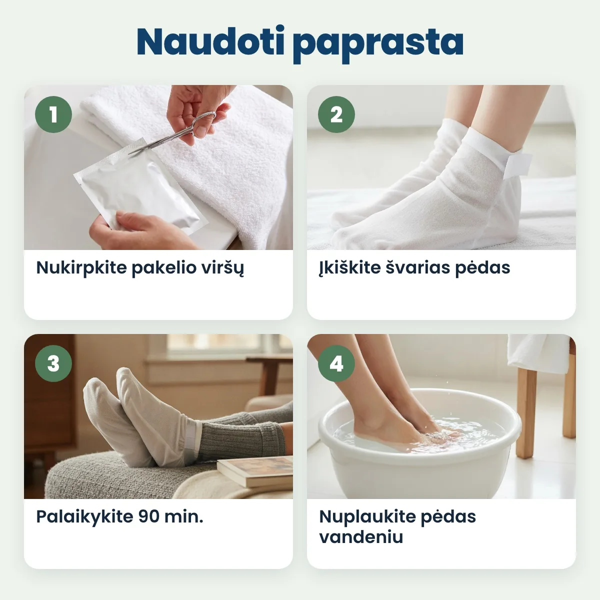 Kaip naudoti pėdų kaukę