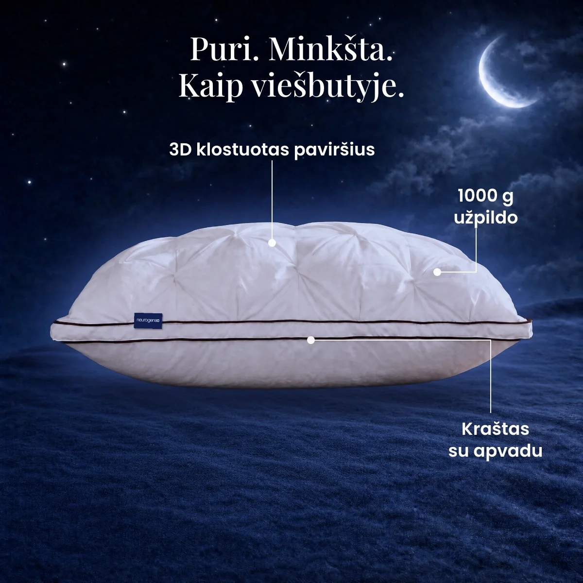 Puri ir minkšta premium pagalvė