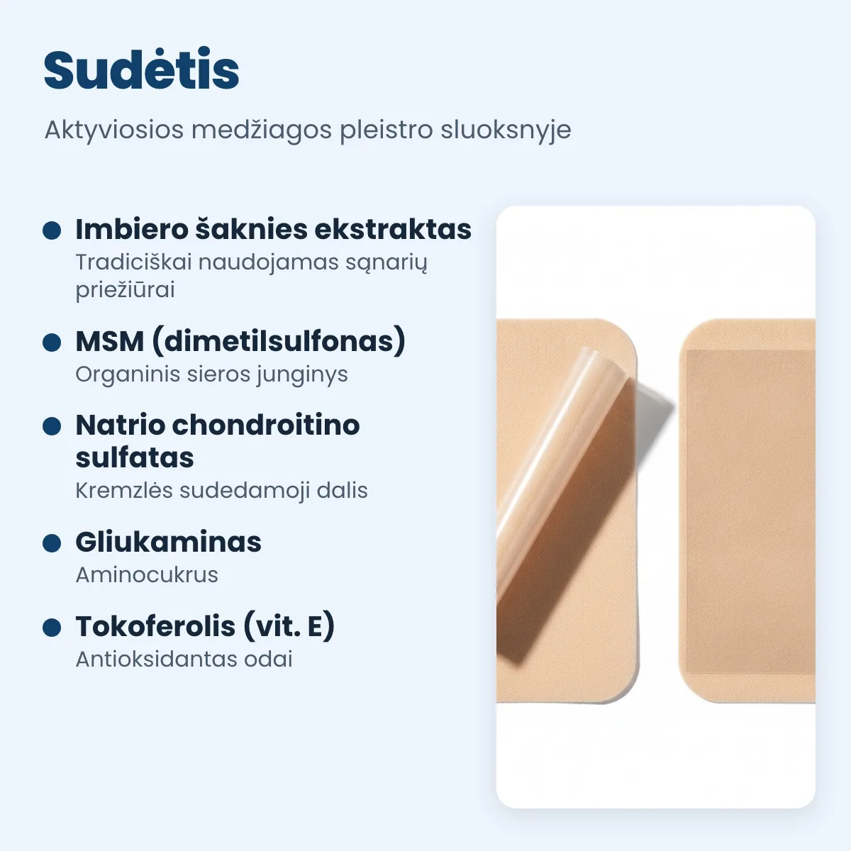 Sąnarių pleistrų sudėtis