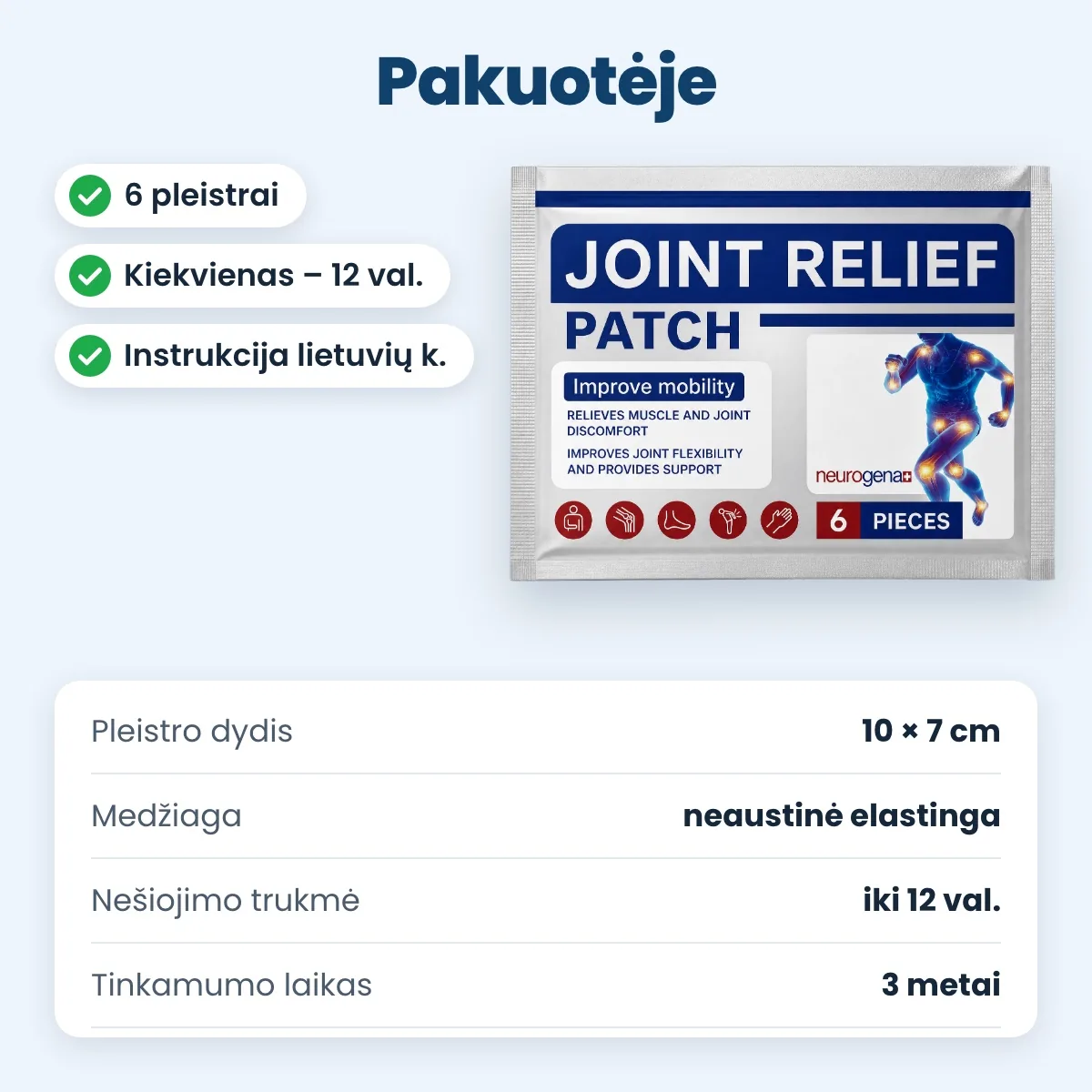 Sąnarių pleistrų pakuotė